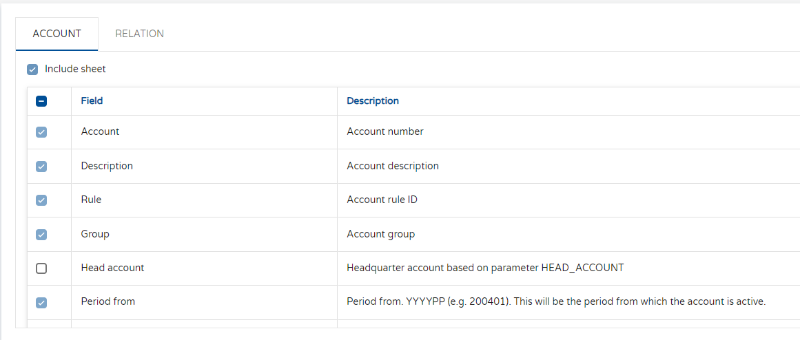 Master file tabs visualized screen
