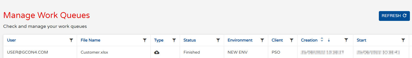 Load files process 1 screen